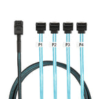 Xkuer SFF-8643 to 4 x SATA 90 Degree Right Angle High-Speed Cable for Server RAID and Enterprise Storage Applications