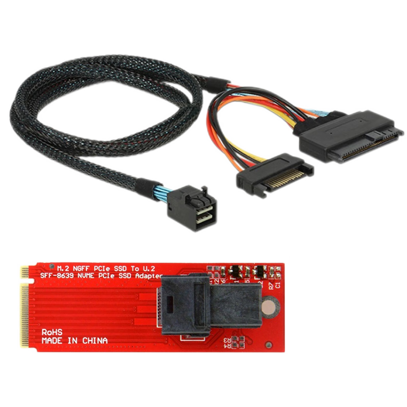 Xkuer M.2 Key M to U.2 NVMe SSD Adapter Card SFF-8643 to SFF-8639 Converter
