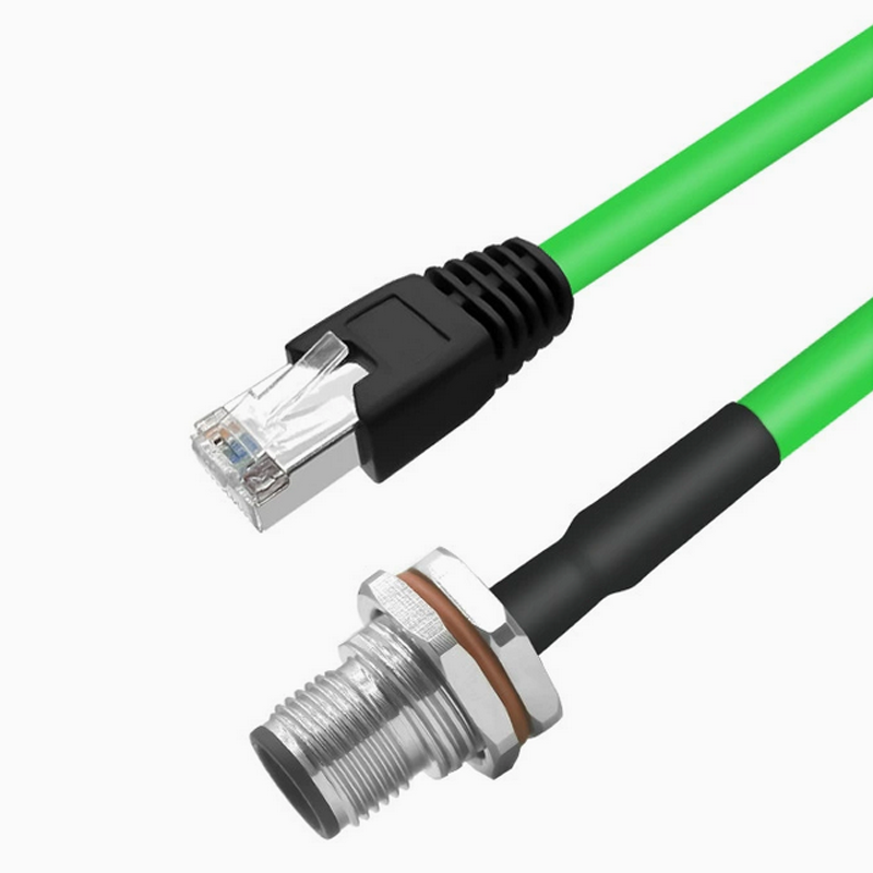 Xkuer M12 to RJ45 4Pin / 8Pin A-D-X Coded Industrial Ethernet Cable  | IP67 Waterproof