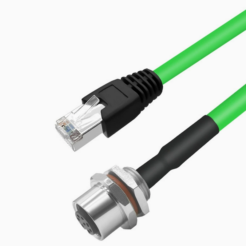Xkuer M12 to RJ45 4Pin / 8Pin A-D-X Coded Industrial Ethernet Cable  | IP67 Waterproof