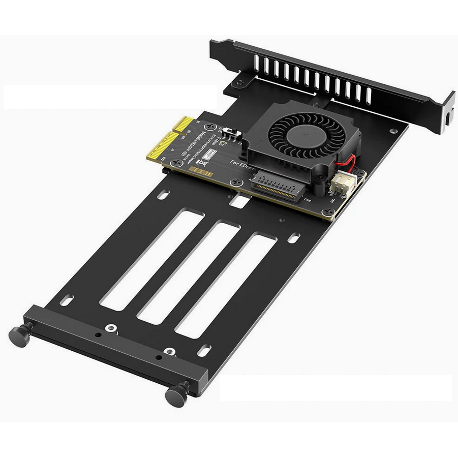 Xkuer PCIe 5.0 X4 to E1.S / E3.S EDSFF GEN-Z SSD Adapter Card with Cooling Fan