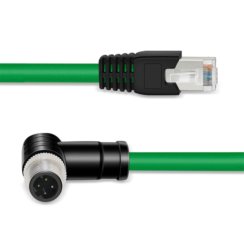 Xkuer M12 D-Coded 4-Pin to RJ45 Industrial Ethernet Cable High Flex Drag Chain Sensor Network Cable IP67 Waterproof