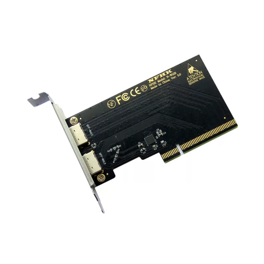 Xkuer PCIe 3.0/4.0 X16 to Dual OCuLink SFF-8612 Adapter
