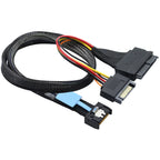 Xkuer Gen5 MCIO Slimline SFF-8654 4I to SAS 8639 U.2 Cable with 15Pin SATA Power
