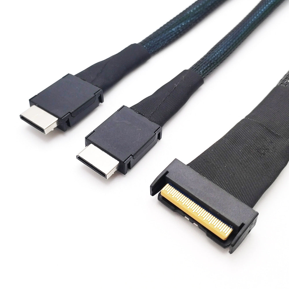 Xkuer MCIO 8I (74P) to 2× Oculink SFF-8611 PCIe 5.0 Server Data Adapter Cable – Ultra-Fast, Reliable & High-Performance