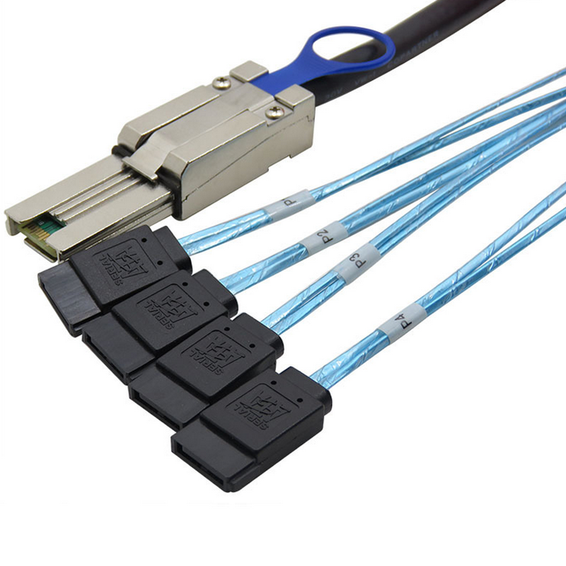 Mini SAS SFF-8088 to 4 SATA Breakout Cable 7Pin High Speed Data Transmission for NAS and Enterprise Storage