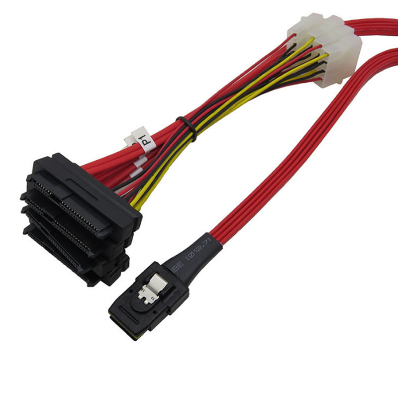 SFF8087 4i to 4×SFF8482 Powered SAS Cable – High-Speed 12Gbps Data Transfer