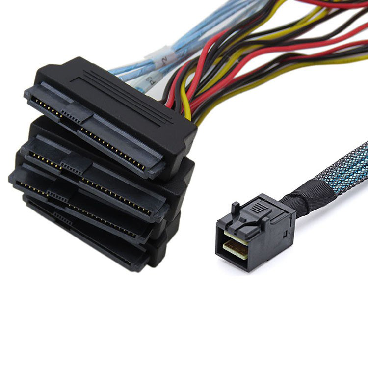 Xkuer High-Speed SFF8643 to SFF8482 SAS Cable – Power Support, Stable & Compatible for Storage Expansion