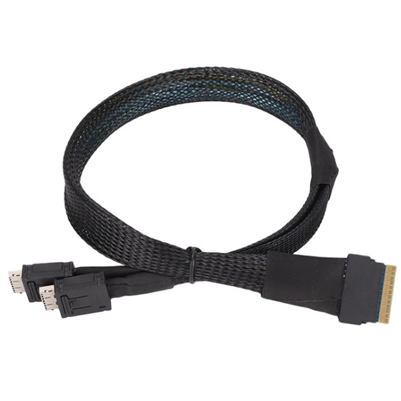 Xkuer SFF-8654 8I TO SFF-8611 4I×2  Mini SAS High-Speed Cable | 16-24Gbps | PCIe 4.0 | SAS 4.0