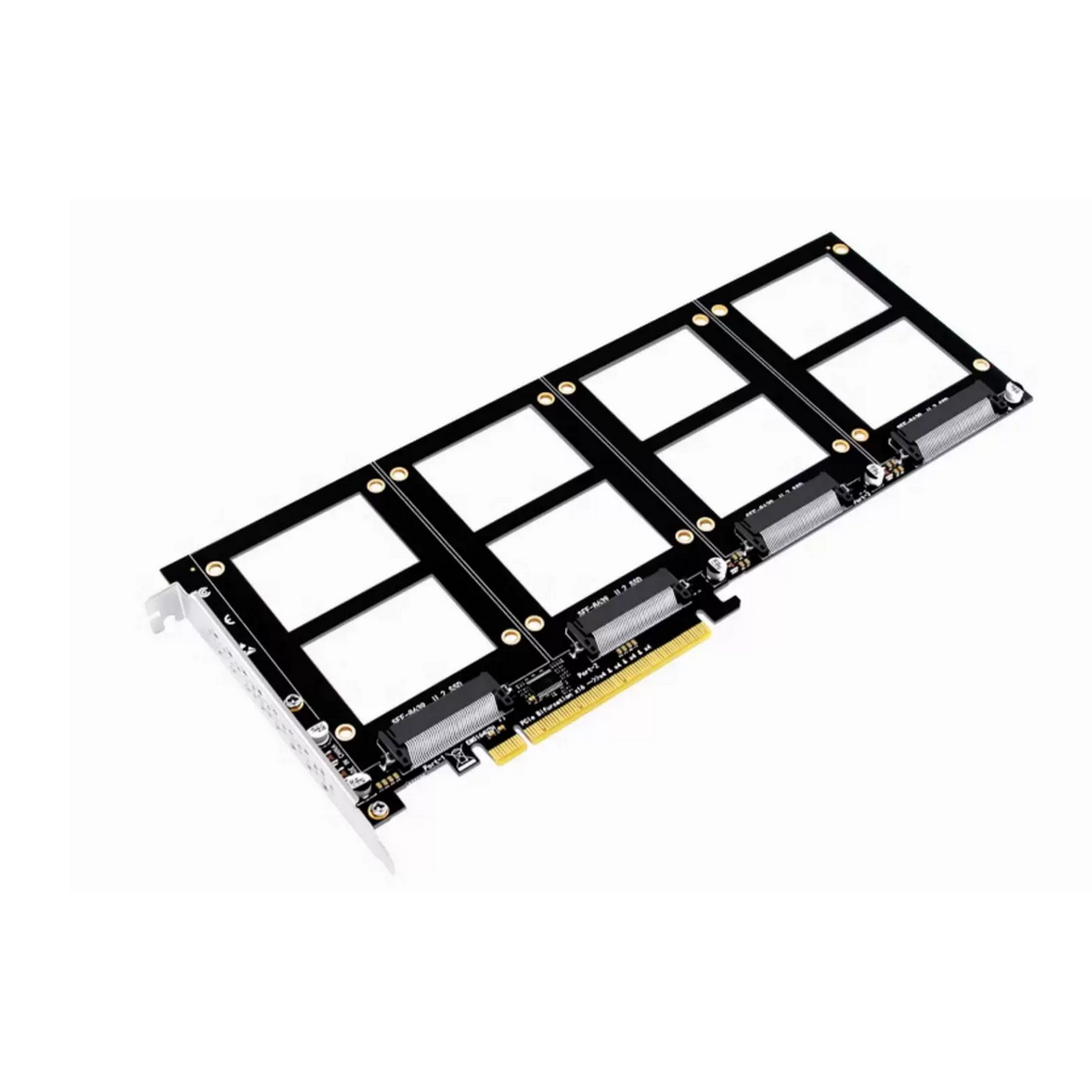 Xkuer PCIe 4.0 x16 U.2 NVMe Expansion Card 2-Port / 4-Port Adapter, Supports RAID, PCIe Bifurcation x4x4x4x4, U.2 SSD Expansion Solution