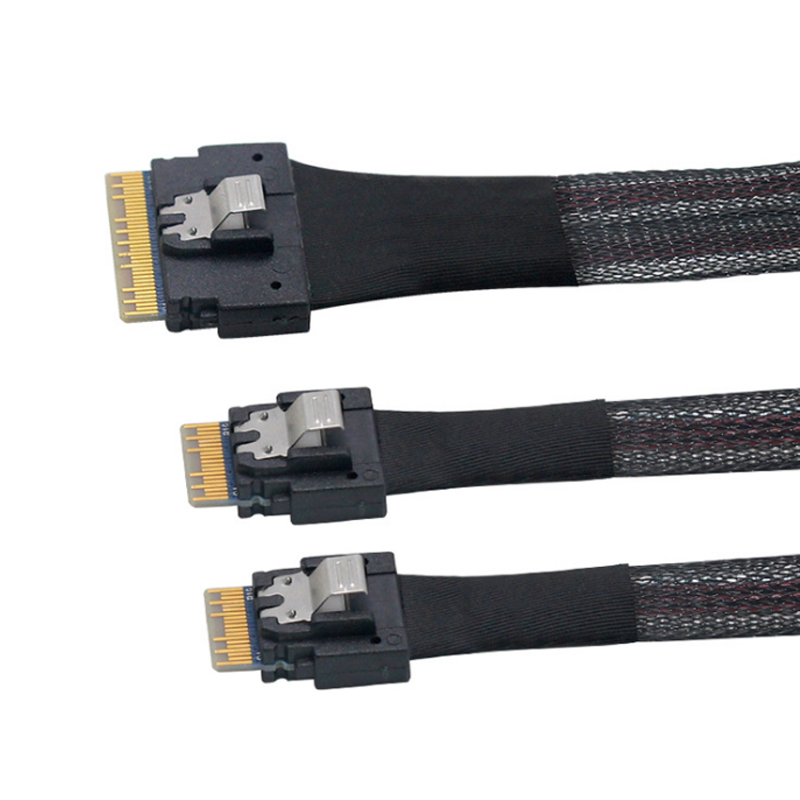 Xkuer SFF8654 8i to 2×SFF8654 4i PCIe 4.0 High-Speed Mini SAS Cable – 24Gbps, Reliable & Flexible