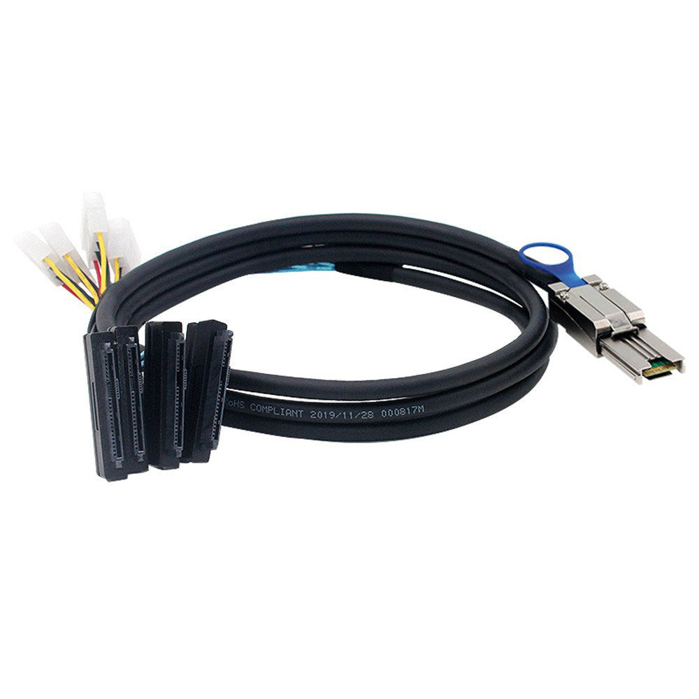 Xkuer Mini SAS SFF-8088 to 4x SFF-8482 SAS Cable with 4-Pin Molex Power, 12Gbps Data Transfer