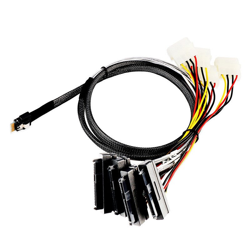 Xkuer SFF-8654 4i to 4x SFF-8482 Cable with SATA Power 12Gbps Mini SAS HD to 4 SAS/SATA Drives