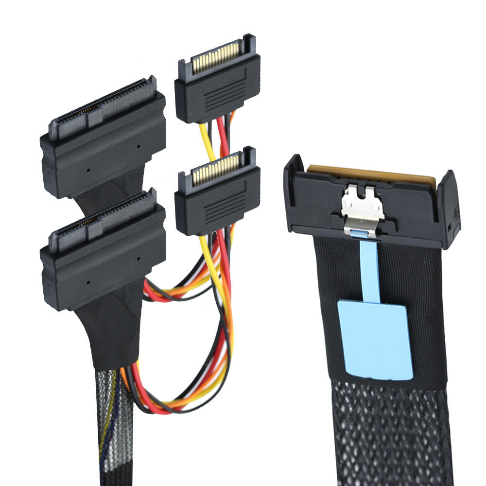 Xkuer PCIe 5.0 SlimlineSAS MCIO 8i (74P) to Dual SFF-8639 U.2 NVMe Cable