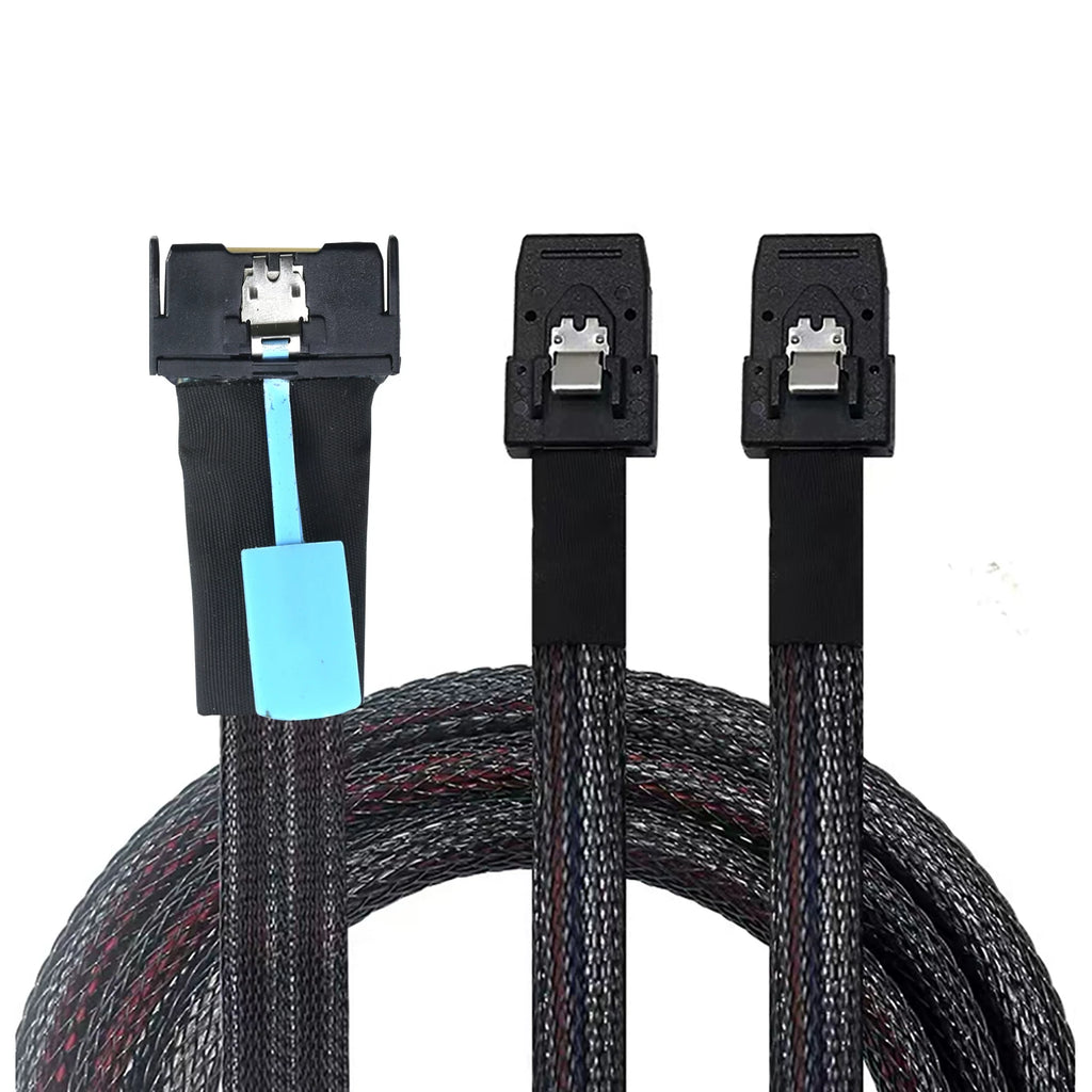 Xkuer PCIe Gen5 MCIO 8X 8i (74P) to Dual Mini SAS SFF-8087 Server Adapter Cable | 32Gbps High-Speed Data Transfer