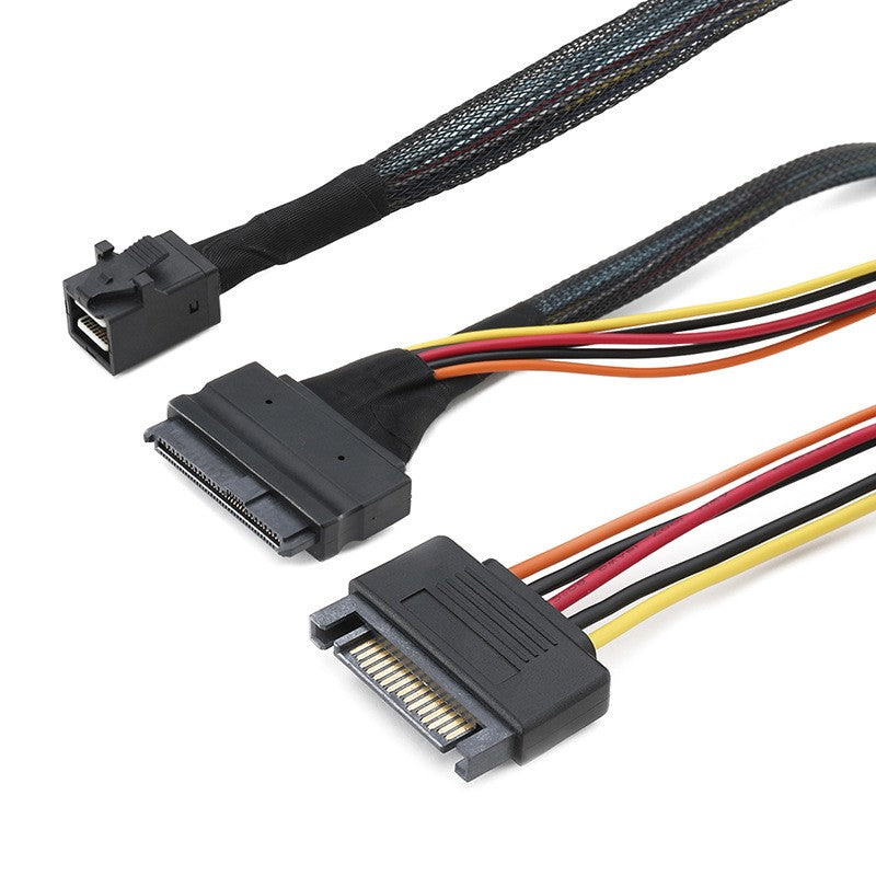 Xkuer Mini SAS HD SFF8643 to U.2 SFF8639 SSD Data Cable + 15Pin Power