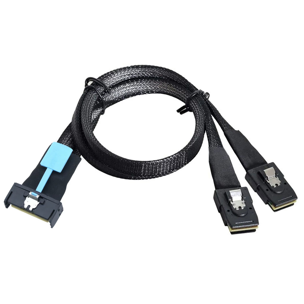 Xkuer PCIe Gen5 MCIO 8X 8i (74P) to Dual Mini SAS SFF-8087 Server Adapter Cable | 32Gbps High-Speed Data Transfer