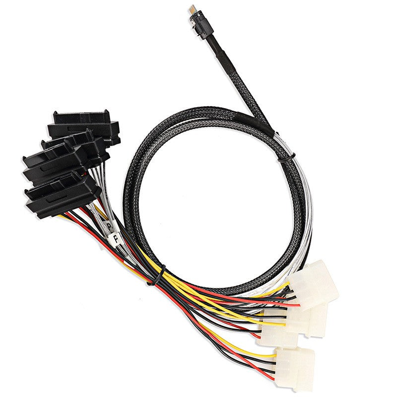Xkuer SFF-8654 4i to 4x SFF-8482 Cable with SATA Power 12Gbps Mini SAS HD to 4 SAS/SATA Drives