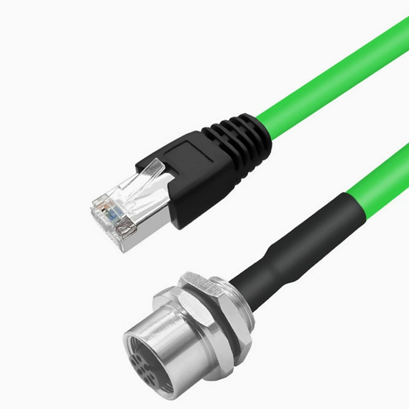 Xkuer M12 to RJ45 4Pin / 8Pin A-D-X Coded Industrial Ethernet Cable  | IP67 Waterproof