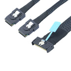 Xkuer PCIe Gen5 MCIO 8X 8i (74P) to Dual Mini SAS SFF-8087 Server Adapter Cable | 32Gbps High-Speed Data Transfer