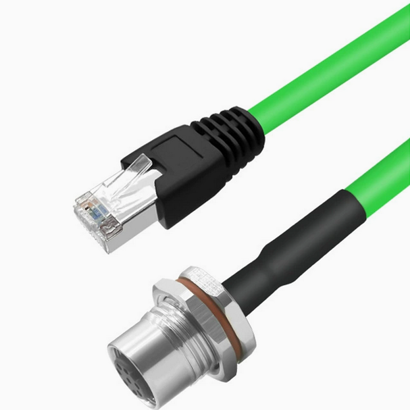 Xkuer M12 to RJ45 4Pin / 8Pin A-D-X Coded Industrial Ethernet Cable  | IP67 Waterproof