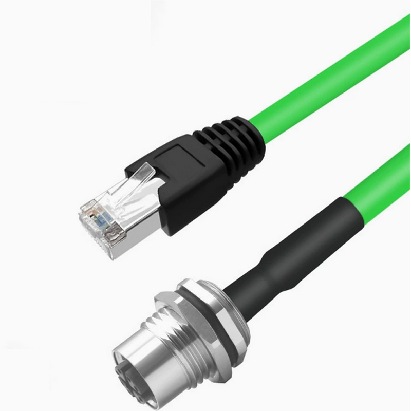 Xkuer M12 to RJ45 4Pin / 8Pin A-D-X Coded Industrial Ethernet Cable  | IP67 Waterproof