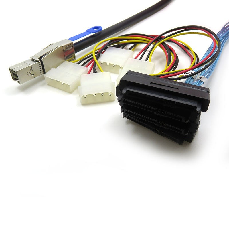 Xkuer SFF-8644 to 4×SFF-8482 with Power – High-Speed, Stable & Reliable Data Connection