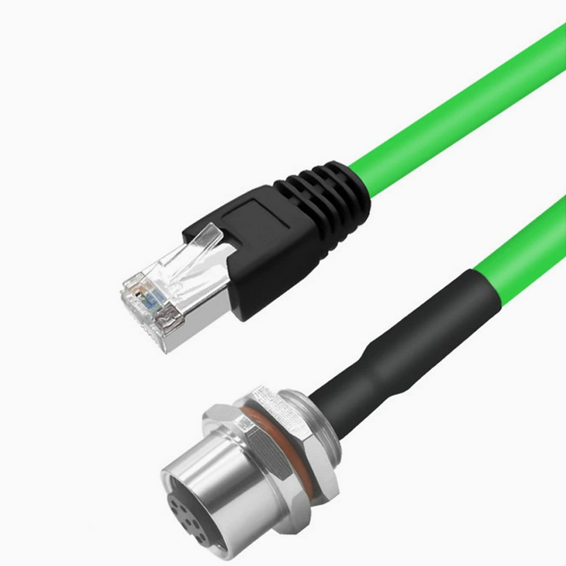 Xkuer M12 to RJ45 4Pin / 8Pin A-D-X Coded Industrial Ethernet Cable  | IP67 Waterproof