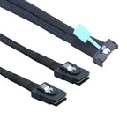 Xkuer PCIe Gen5 MCIO 8X 8i (74P) to Dual Mini SAS SFF-8087 Server Adapter Cable | 32Gbps High-Speed Data Transfer