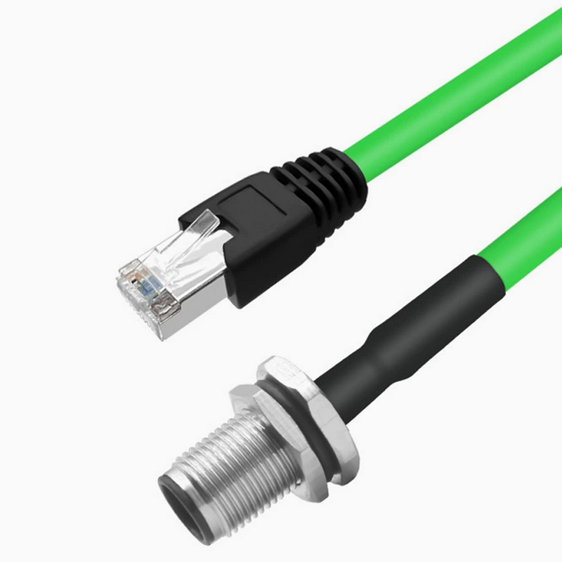 Xkuer M12 to RJ45 4Pin / 8Pin A-D-X Coded Industrial Ethernet Cable  | IP67 Waterproof