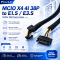 Xkuer PCIe 5.0 MCIO X4 4i 38Pin to E1.S/E3.S NVMe SSD Data Cable Gen5 High-Speed Server Storage Cable
