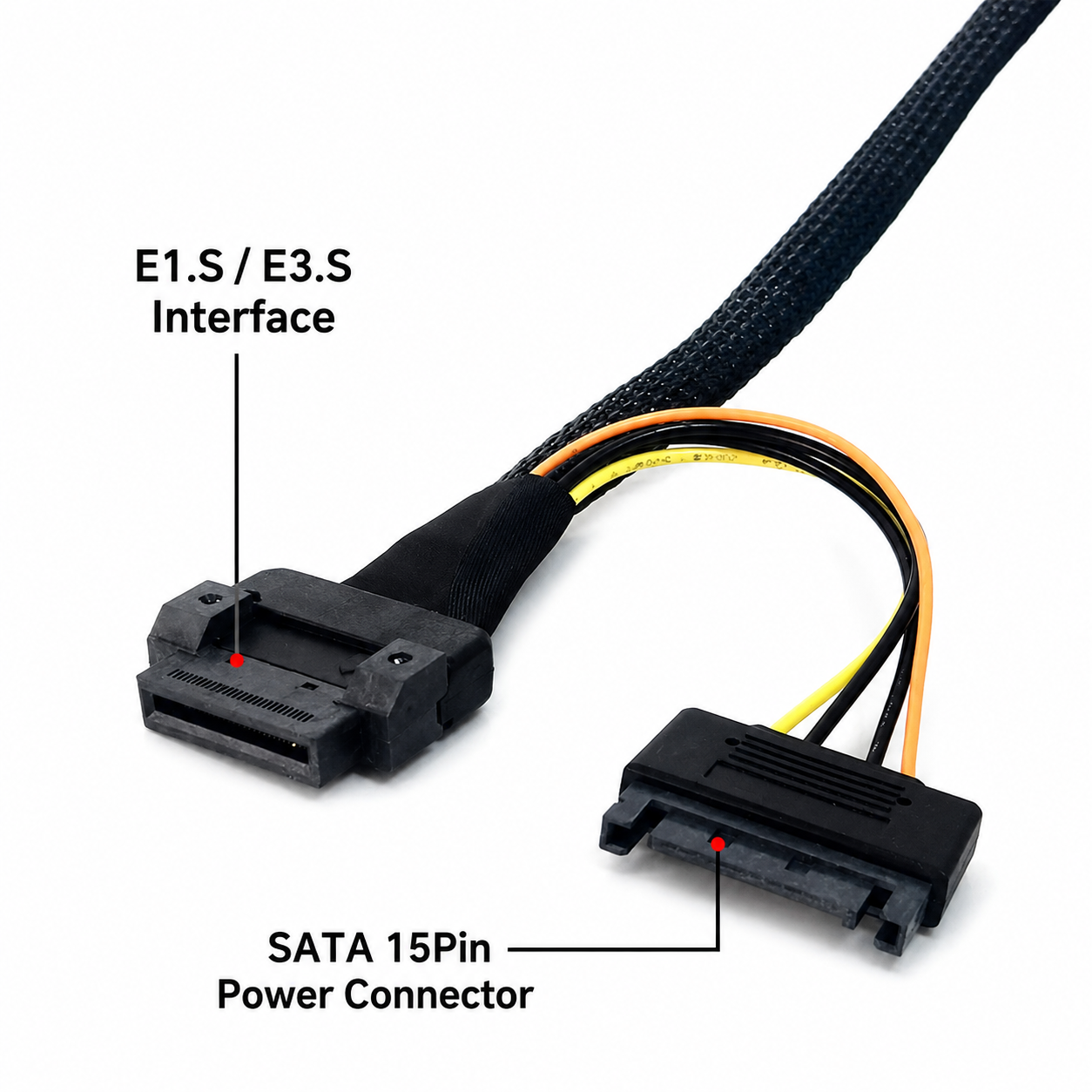 Xkuer PCIe 5.0 MCIO X4 4i 38Pin to E1.S/E3.S NVMe SSD Data Cable Gen5 High-Speed Server Storage Cable
