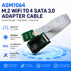 Xkuer M.2 NGFF A/E Key to 4-Port SATA 3.0 Converter ASM1064 Chipset | PCIe Only | 6Gbps