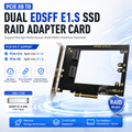 Xkuer PCIe X8 to Dual EDSFF E1.S SSD Adapter Card PCIe Bifurcation RAID Expansion Board for Desktop & Server