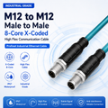Xkuer M12 to M12 Male to Male X-Coded 8-Pin High Flex Profinet Ethernet Cable Industrial Communication Network Cable IP67