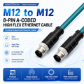 Xkuer M12 Male to Male 8-Pin A-Coded Cable High Flex Profinet Industrial Ethernet Cable
