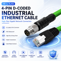 Xkuer M8 A-Coded 4 Pin 8 Pin Male Female to RJ45 Industrial Ethernet Cable High Flex Sensor Communication Cable