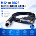 Xkuer M12 17-Pin to DB25 Scanner Cable Industrial Aviation Connector Reading Head Cable IP67 Waterproof Custom Length