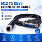 Xkuer M12 17-Pin to DB25 Scanner Cable Industrial Aviation Connector Reading Head Cable IP67 Waterproof Custom Length