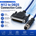 Xkuer M12 to DB25 17-Pin Aviation Connector Cable Barcode Scanner Data Cable DB9 Adapter Industrial Camera Sensor Cable