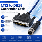 Xkuer M12 to DB25 17-Pin Aviation Connector Cable Barcode Scanner Data Cable DB9 Adapter Industrial Camera Sensor Cable