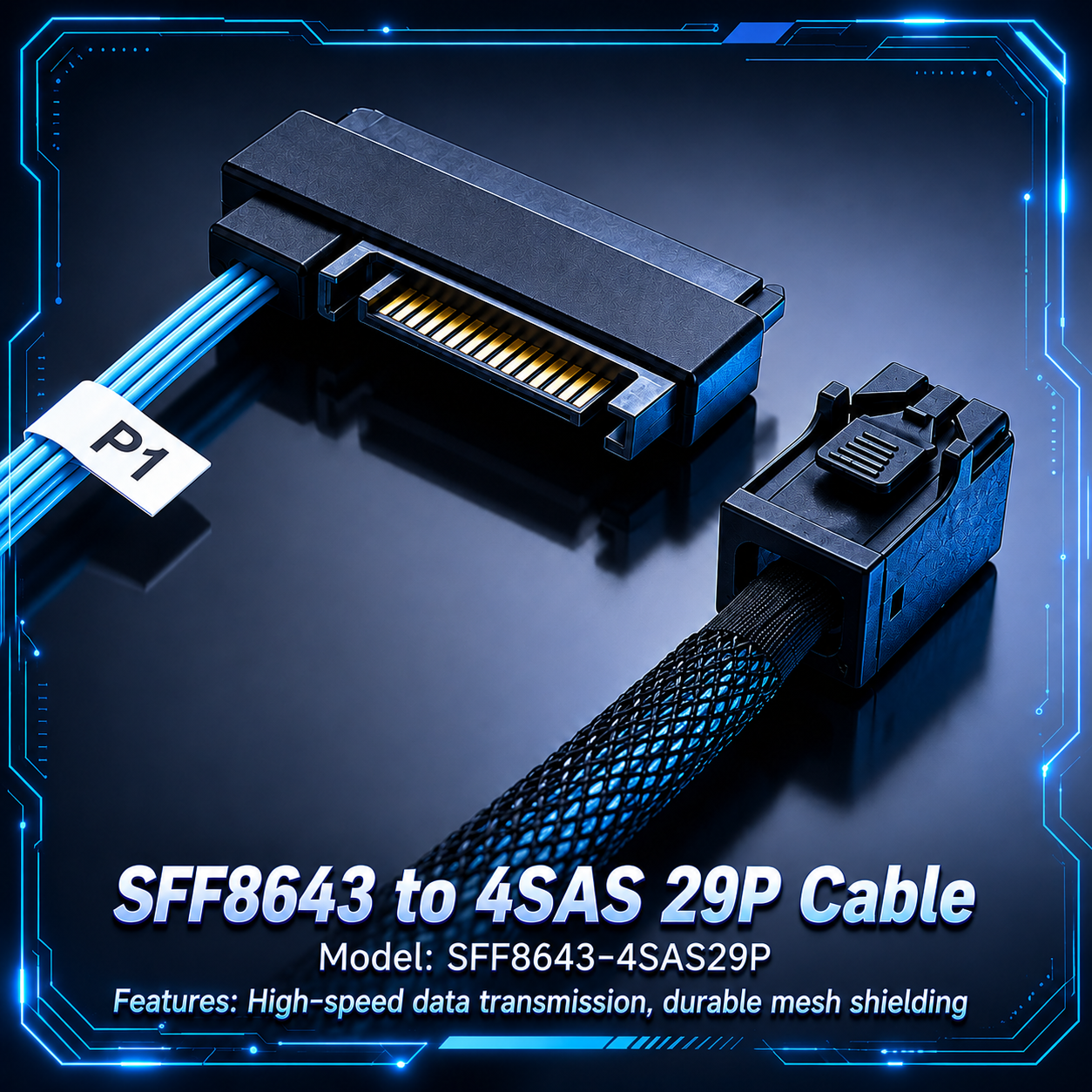 Xkuer SFF-8643 to 4 SAS Mini SAS HD  Extension Cable
