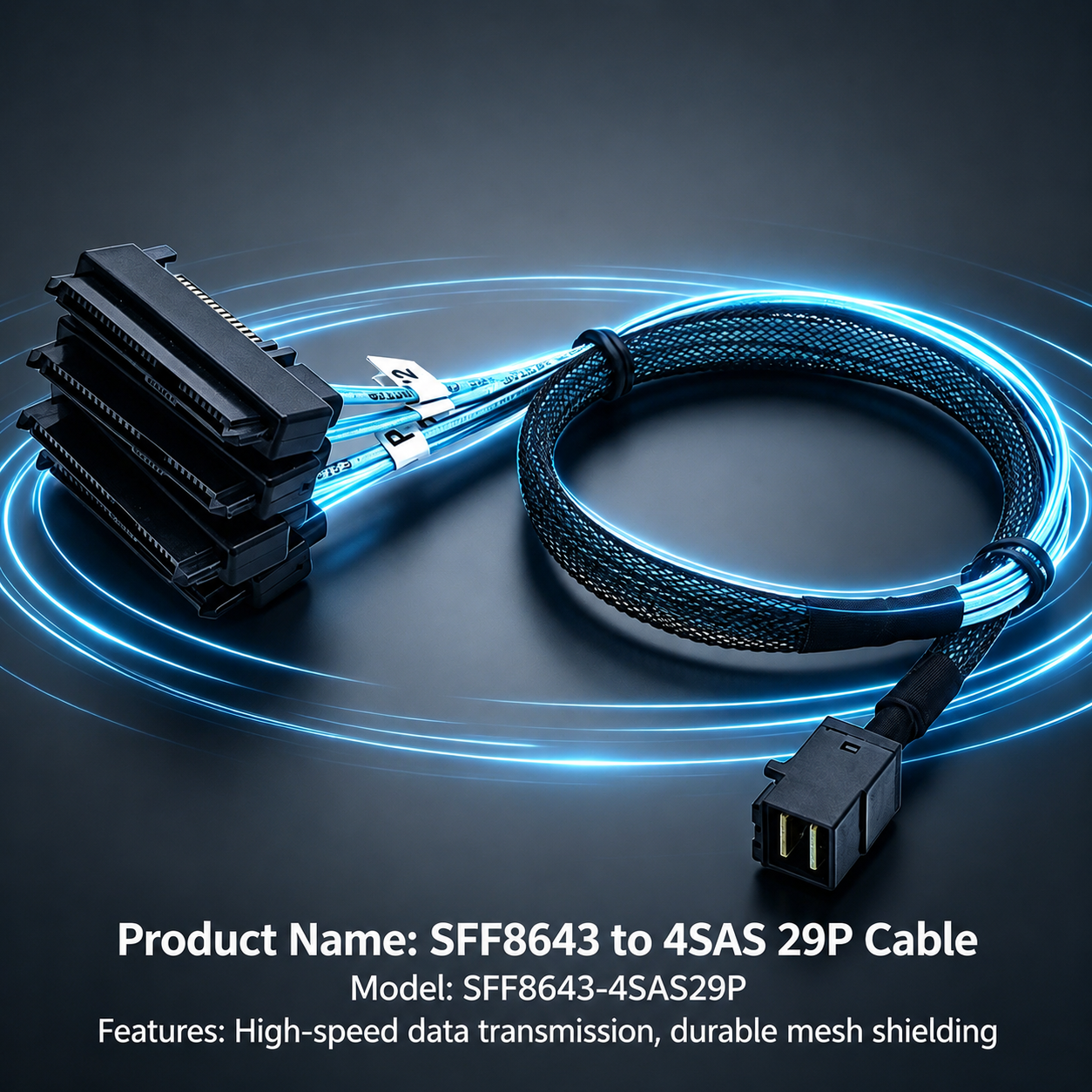 Xkuer SFF-8643 to 4 SAS Mini SAS HD  Extension Cable