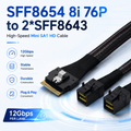 Xkuer SFF8654 8i to 2x SFF8643 HD Cable – Stable Fast 12Gbps Data Transmission