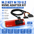 Xkuer M.2 Key M to U.2 NVMe SSD Adapter Card SFF-8643 to SFF-8639 Converter