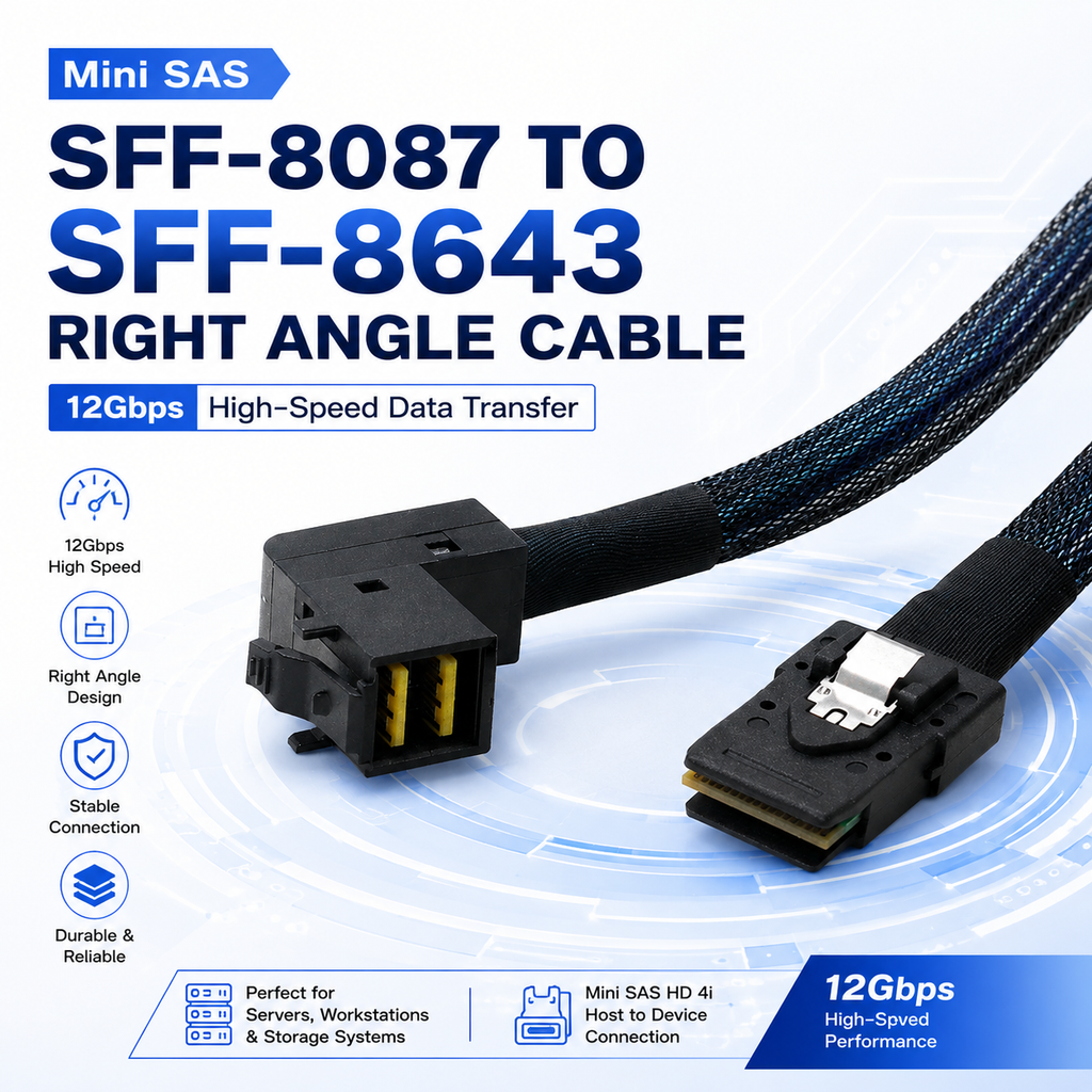 SFF-8087 to SFF-8643 90° Right Angle Cable