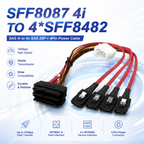 SFF8087 4i to 4×SFF8482 Powered SAS Cable – High-Speed 12Gbps Data Transfer