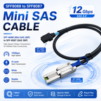 Xkuer SFF8088 to SFF8087 Mini SAS Cable 12Gbps High-Speed 4-Lane Data