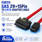 Xkuer SFF-8482 SAS 29+15P to SATA Adapter Cable – Fast & Reliable Data Transfe