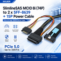 Xkuer PCIe 5.0 SlimlineSAS MCIO 8i (74P) to Dual SFF-8639 U.2 NVMe Cable